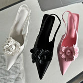 LBSFY  -  Luxury Design Flower Sandals Women Pumps Pointed Thin Low Heels Female Sexy Elegant Slingback Party Shoes Mules Sandalias Mujer